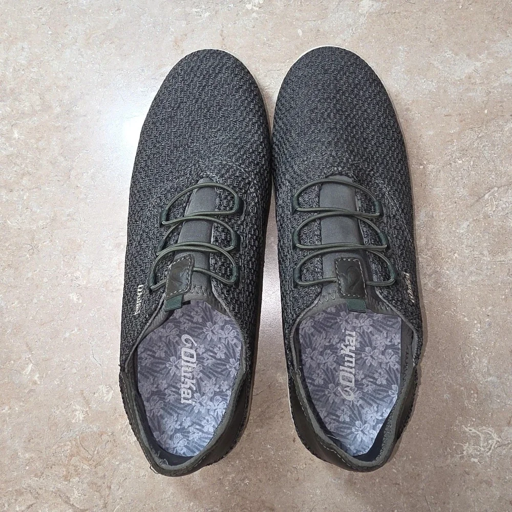 OluKai Alapa Li Shoes Men 9.5 Green Knit Slip On Casual Comfort‎ Lightweight